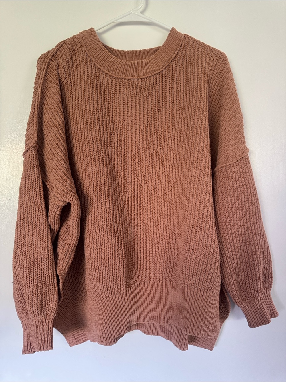 Aerie Beyond Chenille Sweater Clay Brown Oversized Crew M
